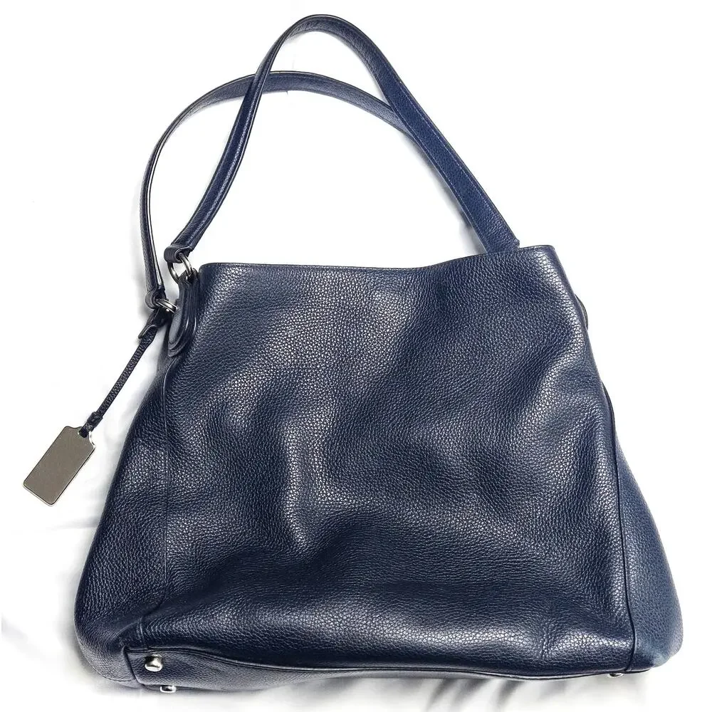 Coach Edie 31 Leather Hobo Bag Studdded Navy Boho Feminine